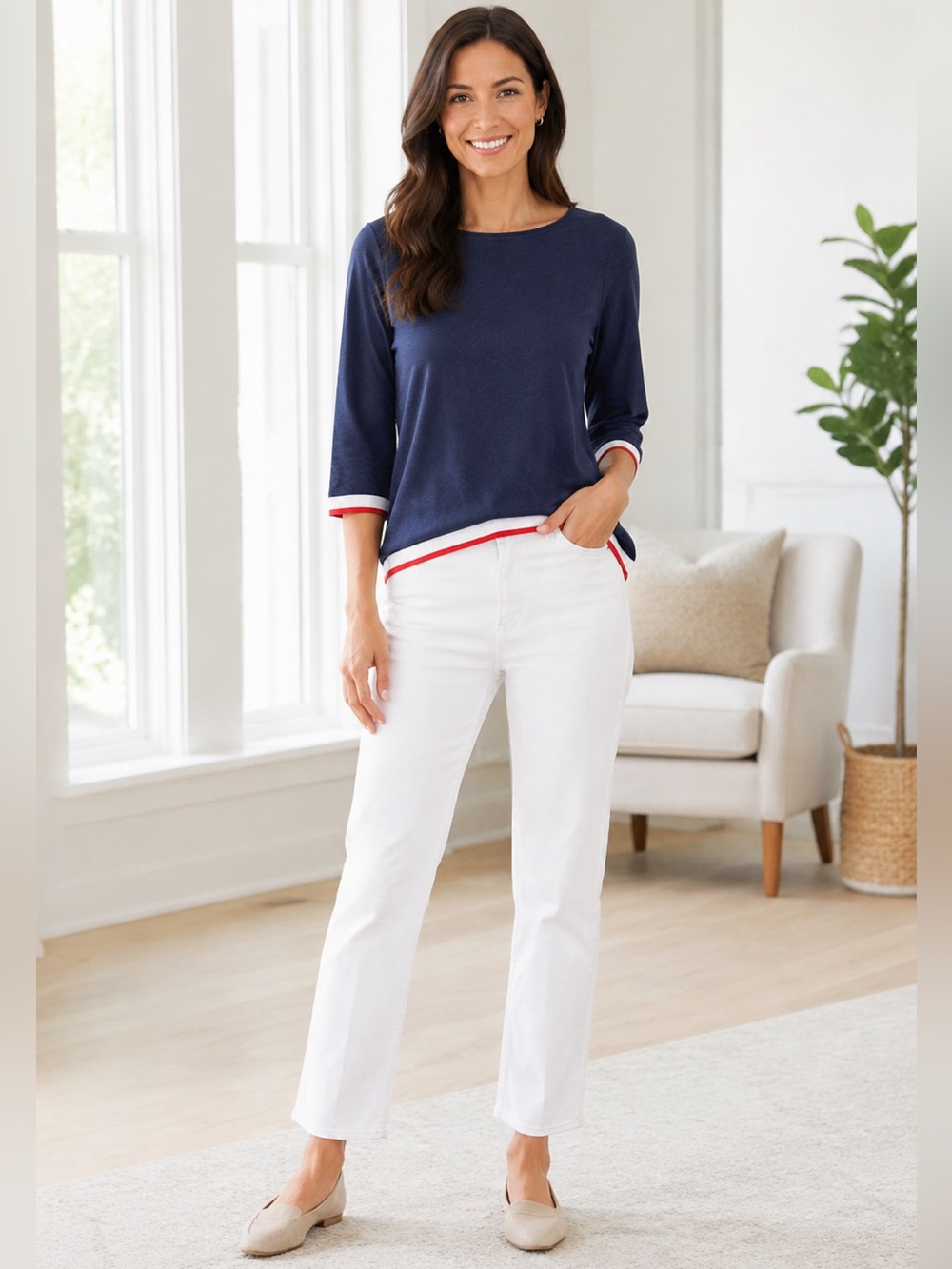 NWT Solar Navy Nautical Lightweight Sweater Top Size 36 Small Polish